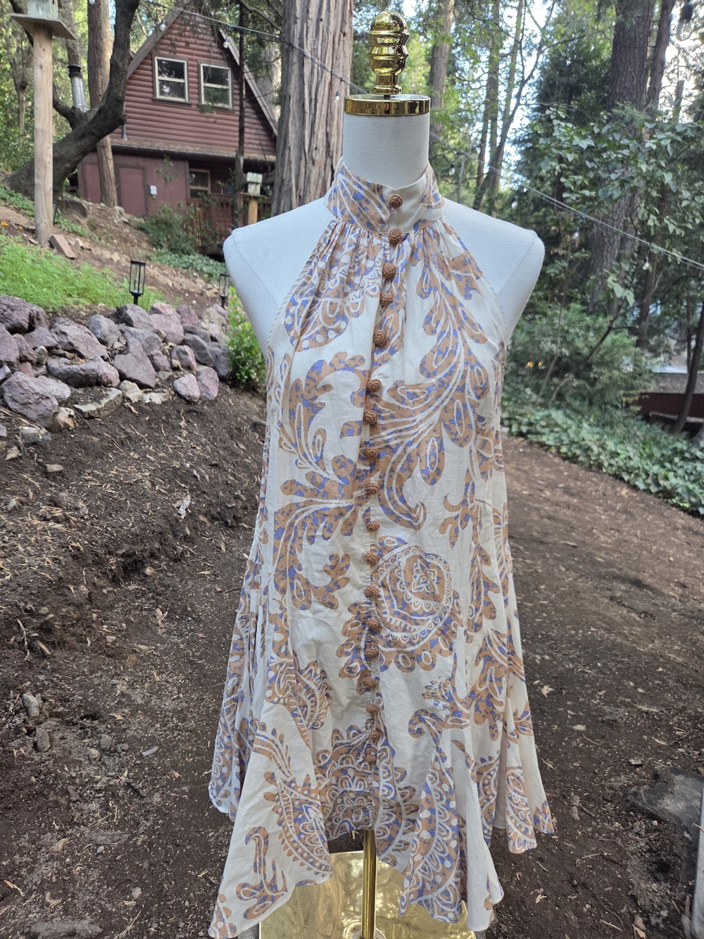 Zara High Neck Halter Sleeveless Paisley Dress Size Medium